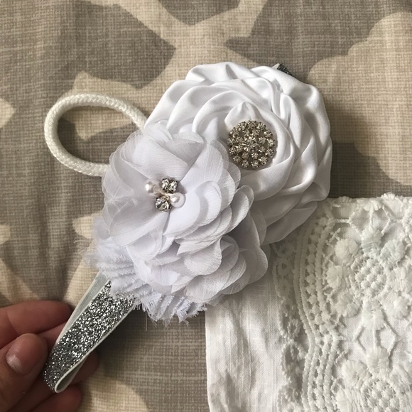 *SOLD* Boutique lace onesie and headband - Picture 3 of 6